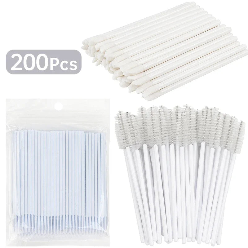 200 Pcs Disposable Makeup Brushes Set Mascara Wands Lip Brush Microbrush Applicator Swab For Eyelash Extension Make Up Tools