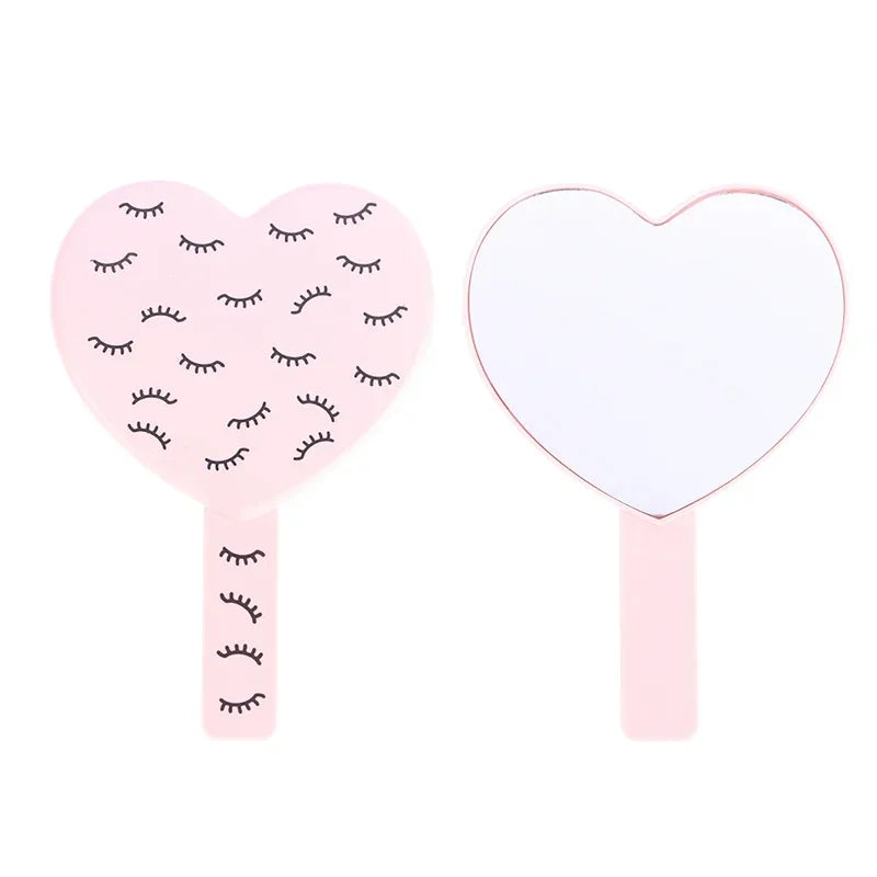 1 Pcs High Definition Handheld Heart-shaped Eyelash Mirror Eyelash Inspection Mirror Makeup Gadgets Vanity Mirror Girl Gifts