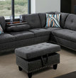 Sectional Sofa with Ottoman Nail-Head Design Linen Right Facing Modern Couches with Cup Holder L Shaped Sectional Sofa