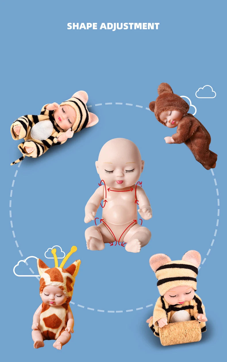 1pcs 13cm Sleep Baby Doll New Fashion Simulation Rebirth Dolls Mini Cute Doll Cartoon Animal Kids Toy for Children Birthday Gift