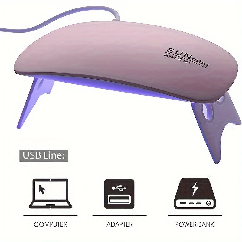 Mini Nail Polish Glue Drying Baking Lamp USB Interface Folding Mouse  Lamp Small Nail Lamp