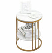 2-Tier White Marble Side Table Round Coffee Table Nightstand Jewellery Storage