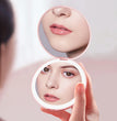 Women 2 Side Folding Makeup Compact Pocket Mirror Personalized Small LED Light Cosmetic Luminous Effect Pink White Mini Mirror