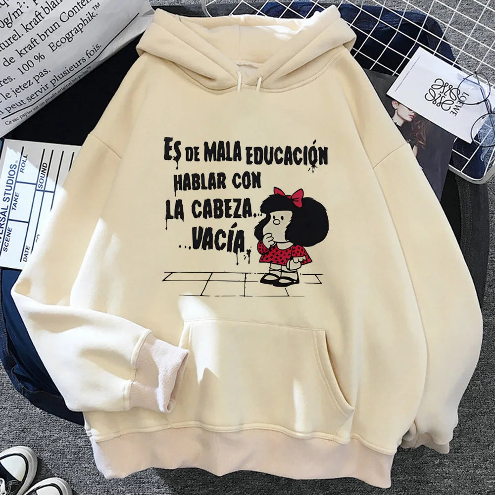 Mafalda hoodie graphic patterned funny youthful teen tracksuits athleisure harajuku