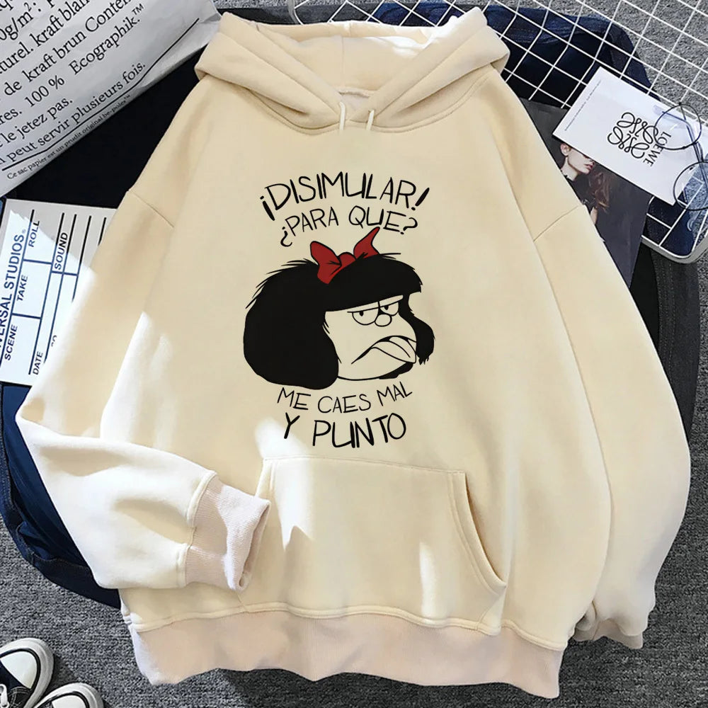 Mafalda hoodie graphic patterned funny youthful teen tracksuits athleisure harajuku