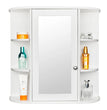 3-tier Single Door Mirror Indoor Bathroom Wall Mounted Cabinet Shelf White