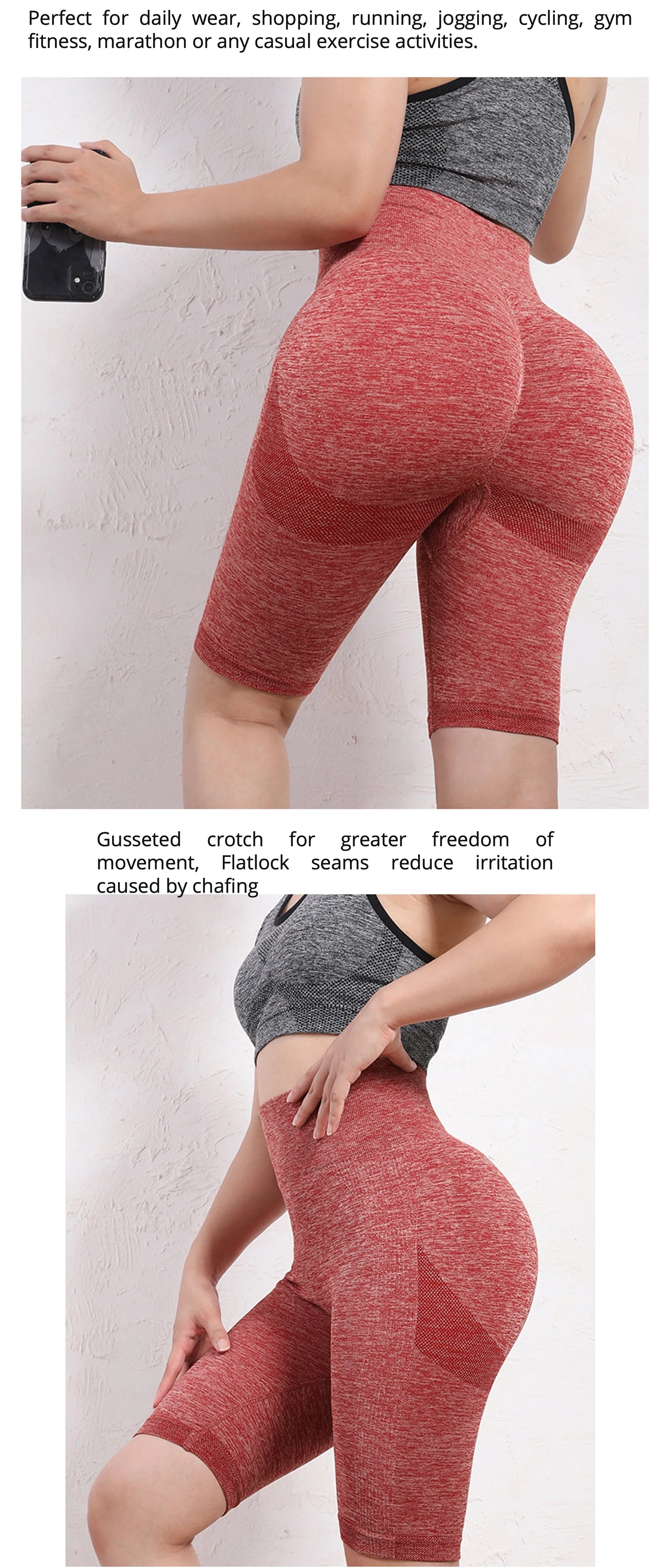 Women Butt Lifting Yoga Shorts Elastic Workout High Waist Tummy Control Ruched Booty Pants Seamless Gym Compression Tights