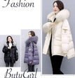 2024 Winter New Warm Down Cotton Jacket With Large Fur collar Hooded Coat Loose Women Thicken Parker Puffer Overcoat Casual wear