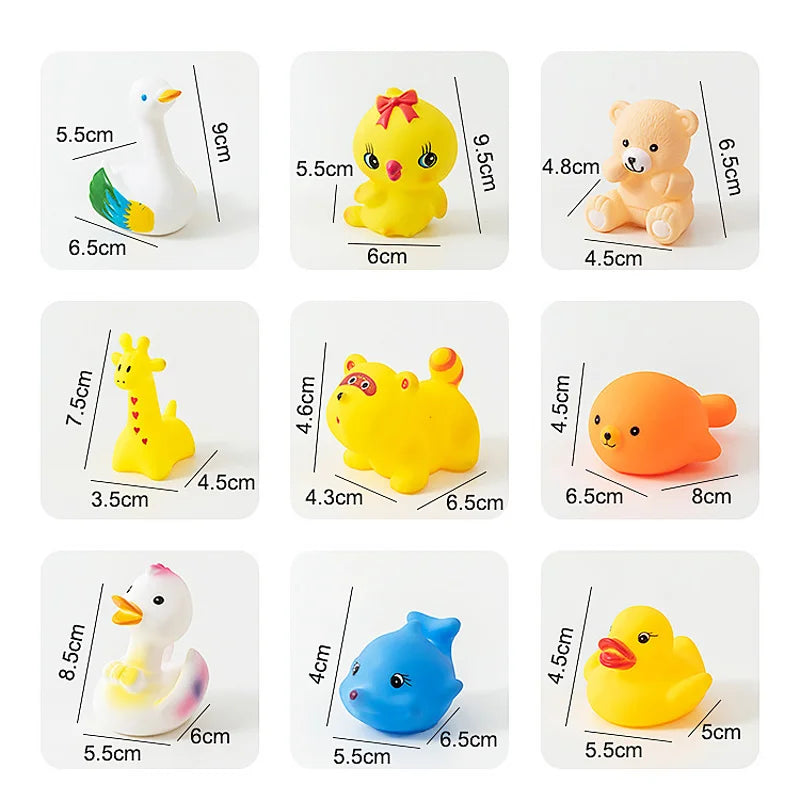 10pcs Baby Bath Toys Cute Animals Swimming Water Game Soft Rubber Float Squeeze Sound Water Shower Toys For Kids