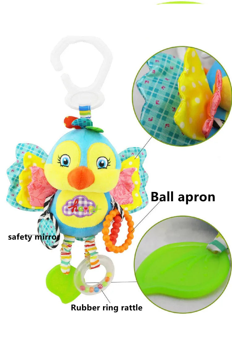 New Baby Animal Rattles Bed Stroller Bell Toys Newborn Grab Ability Training Dolls Educational Plush Infant Toy 0-12 Month