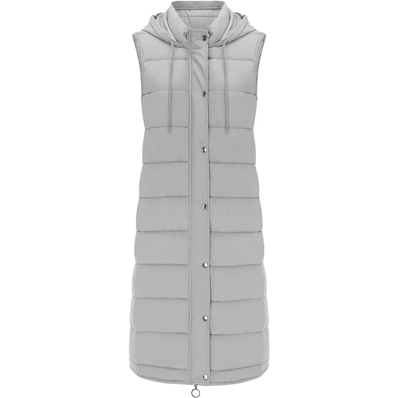 Long with Hood Outdoor Vest Down Women's Jacket Quilted Coat Sleeveless Jacket Winter Light Weight Sweaters