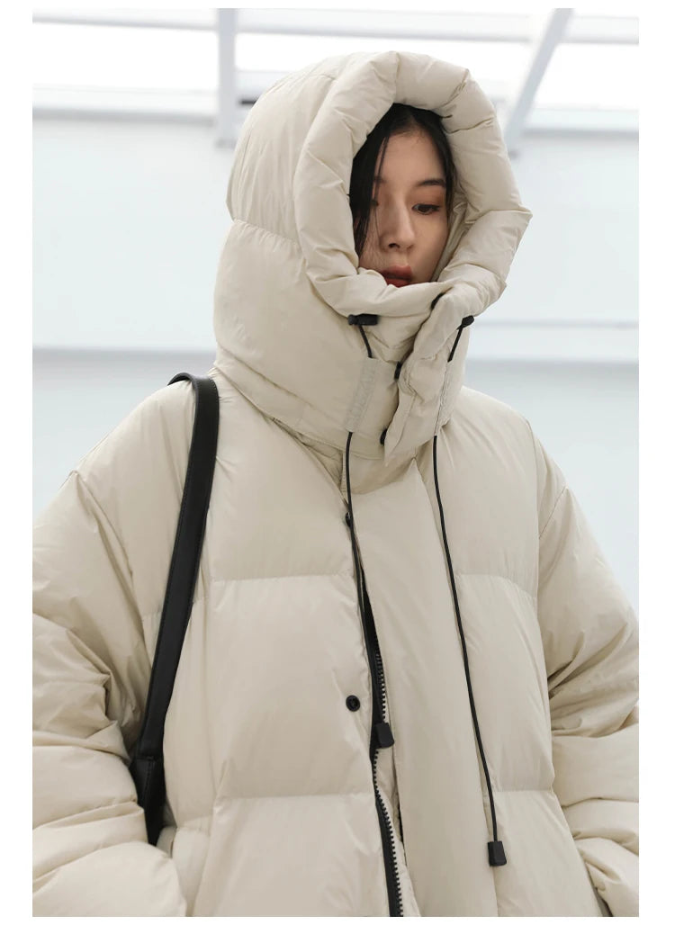 CHIC VEN Women's Down Coats Korean Loose Hooded Thick Warm Long Down Jacket Winter Coat for Women Female Parkas Outerwears 2024