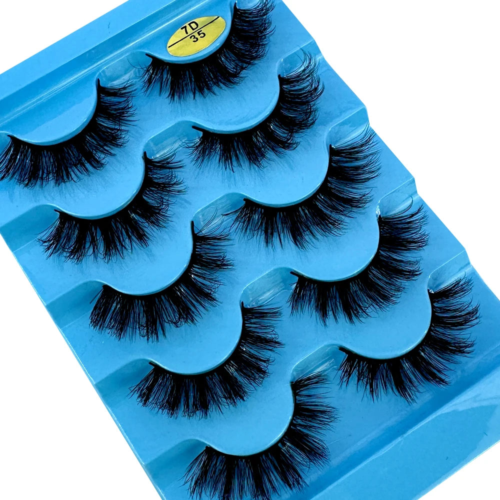 5pairs Classic Hybrid Volume Lashes New Arrival Wispy D Curl Short Russian Strip Lashes Makeup False Eyelashes