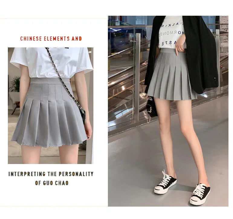 2024 White Women Pleated Skirts Summer High Waist Zipper Girls Dancing JK Mini Skirts Black Fashion Student A Line Faldas