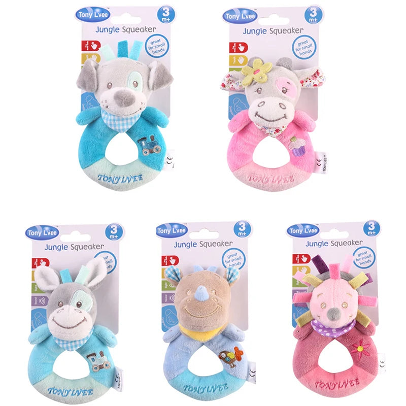 Baby Plush Rattle Cartoon Animals Crib Mobile Bed Bell Toys 0-12 Months Infant Toddler Early Educational Toy for Newborn  Gifts