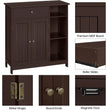 Bathroom Floor Cabinet, Kitchen Freestanding Storage Organizer, Large Side Cabinet with Doors, Drawer & Adjustable