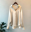 1pc Womens Silk Shirt Vintage Top Longsleeve Blouse Overshirt