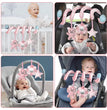 Car Seat Infant Baby Spiral Activity Hanging Toys Stroller Bar Crib Bassinet Mobile with Mirror BB Squeaker and Rattles