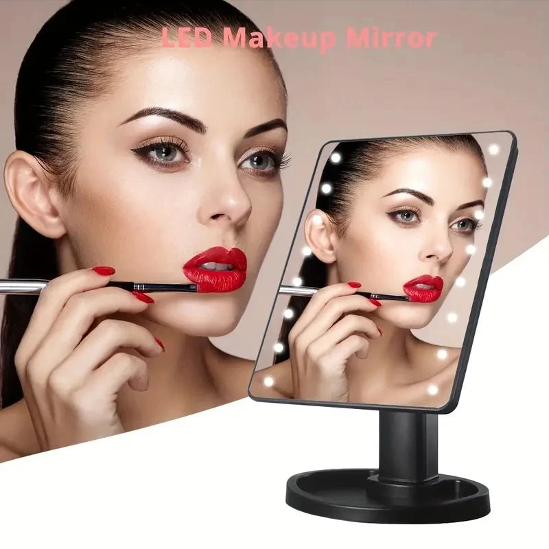 Lighted Makeup Mirror, Square 4*AA Battery - use Beauty Mirror ,Touch Screen VanityMirror,Brightnes