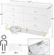 Wooden Dresser for Bedroom, Natural Rattan Dresser with Drawers 6 Drawer Chest of Drawers, Double Dressers Chest for Living Room