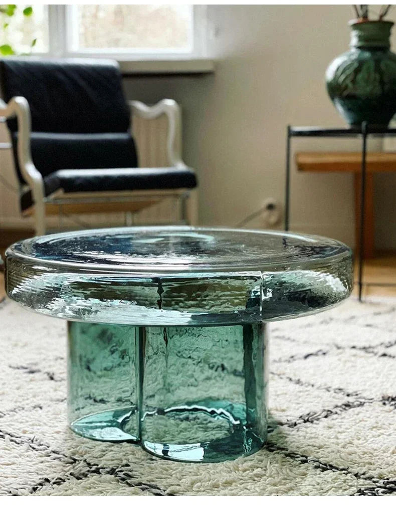 Nordic Light Luxury Glass Coffee Table Creative Petal Shape Living Room Combination Coffee Table Modern Creative Furniture