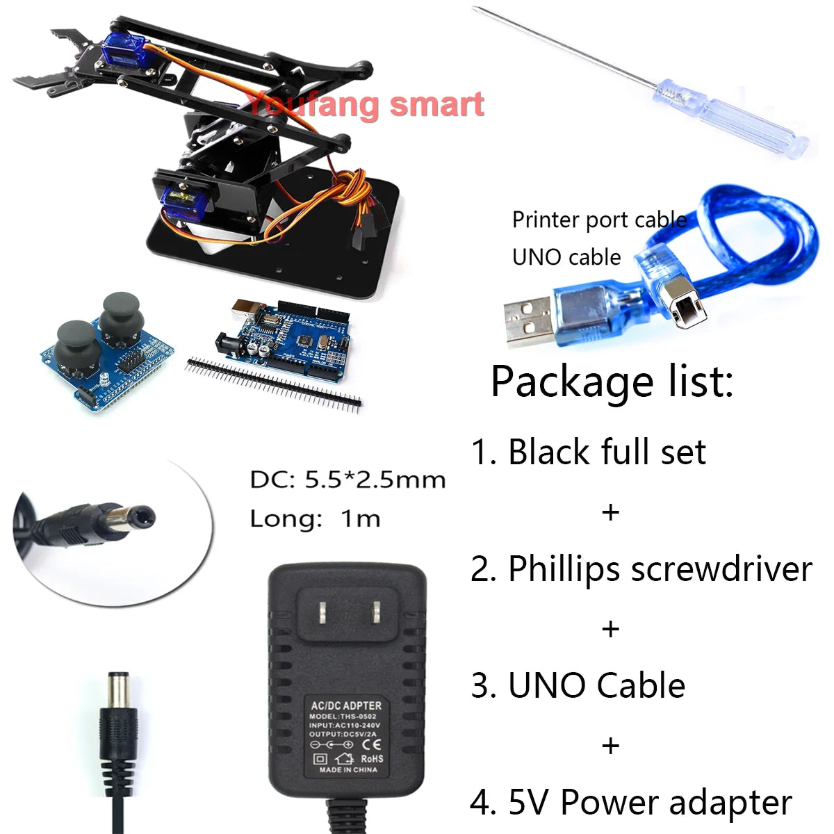 SG90 4 DOF Unassembly Acrylic Mechanical Arm Bracket Robotic Manipulator Claw For Arduino UNO Learning DIY Kit Programmable Toys