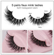 5 Pairs Cat Eye Lashes Faux Mink Eyelashes Natural long Manga Lashes Winged End Eye Elongated Eyelashes Fake Lashes Makeup