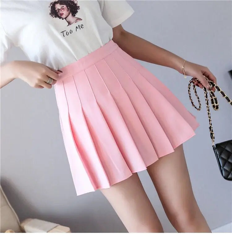 2024 White Women Pleated Skirts Summer High Waist Zipper Girls Dancing JK Mini Skirts Black Fashion Student A Line Faldas