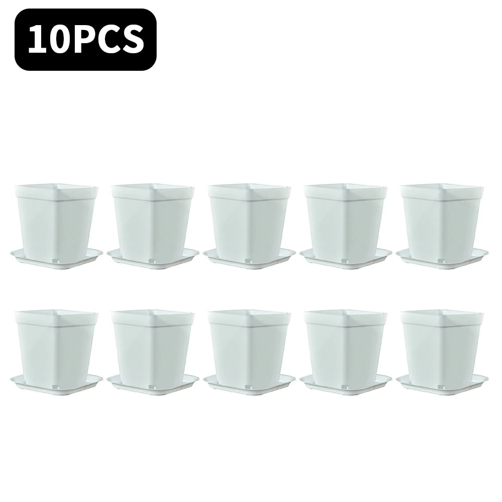 10PCS Gardening Mini Small Square Pot Flower Pot Succulent Pot Little Black Square Plastic Pot Seedling Tray Containe