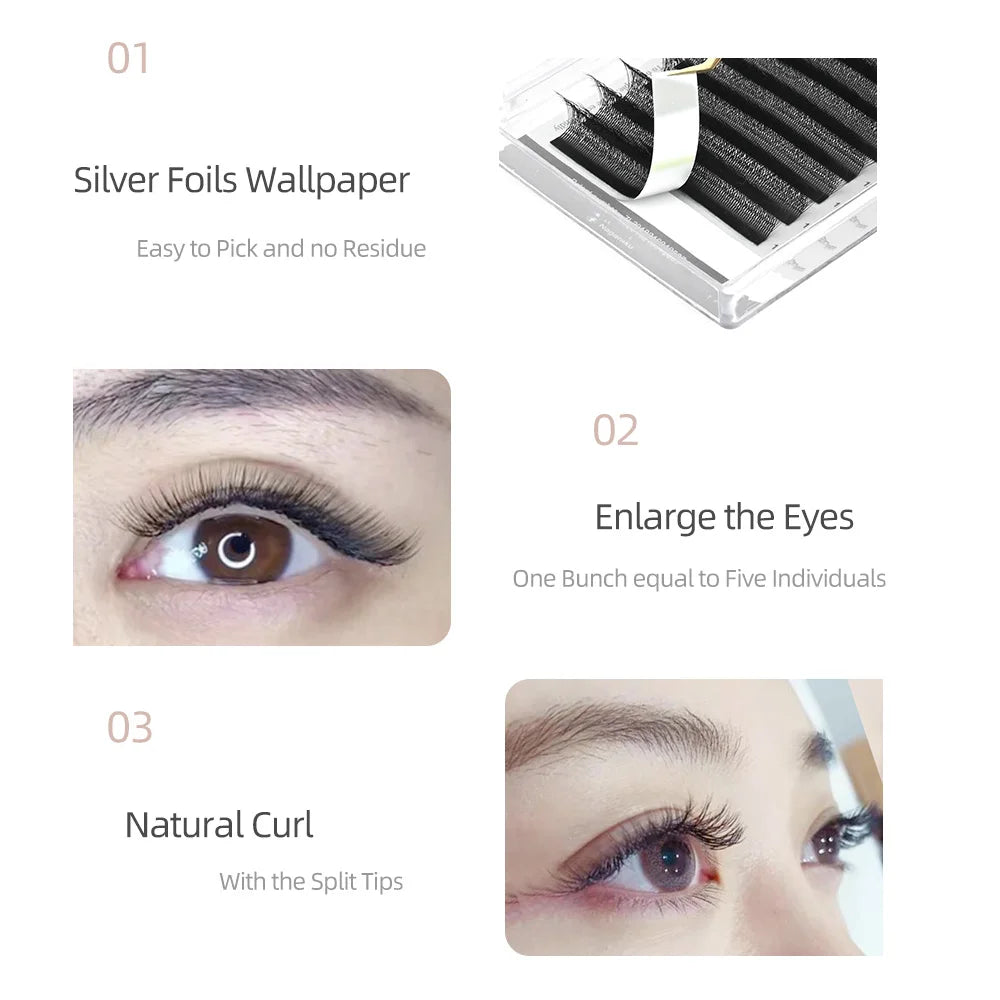 NAGARAKU 5D W Shape Big Bundle Eyelash Extension Mega Volume Premade Fans Eyelashes Super Soft Full Dense Lashes