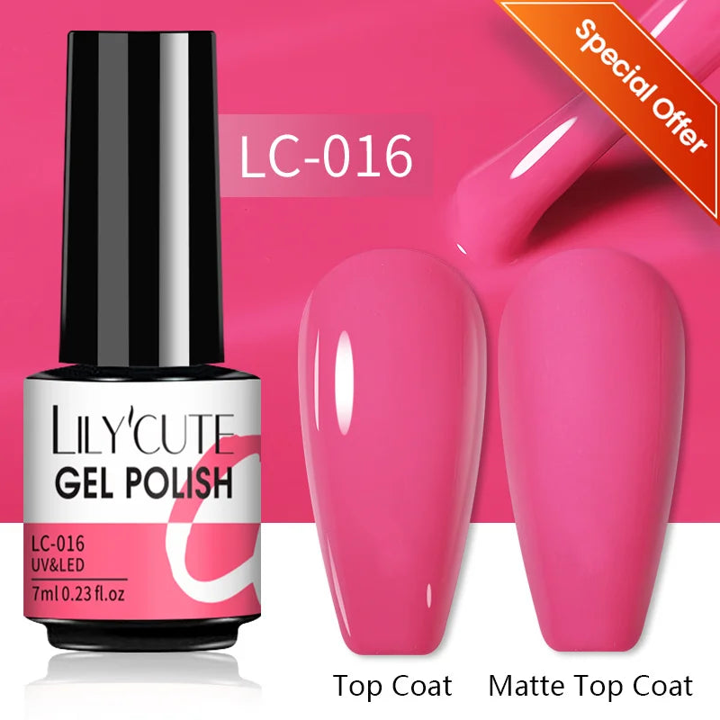 LILYCUTE 129 Colors 7ML Nail Gel Polish Nail Supplies Vernis Semi Permanent Nail Art Manicure Soak Off LED UV Gel Nail Varnishes