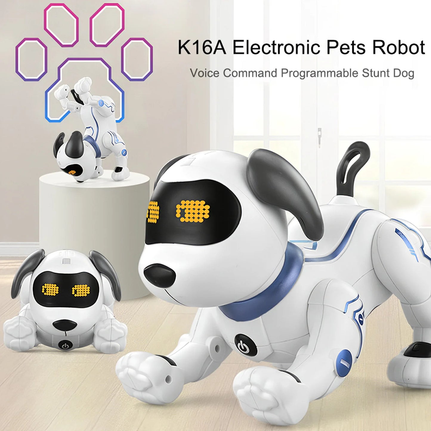 Robot Puppy Programmable Dancing RC Animal Dog Toy with Light and Sound Robotic Pets Animal Dog Toy for Children Boys Gifts