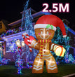 2.5M Inflatable Christmas Decorations Giant Gingerbread Man Xmas Bumble Inflatable Ornament with Build-in 6 LED Kids Outdoor Toy