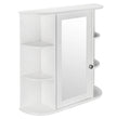 3-tier Single Door Mirror Indoor Bathroom Wall Mounted Cabinet Shelf White