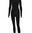 Sexy Elegant Women Zip-up O-neck Long Sleeve Jumpsuit Streetwear 2024 Autumn Female Overalls One Piece Fitness Sports Bodysuits