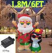 1.2M Christmas Decoration Crutch Santa Claus Inflatable Toy with LED Lights Outdoor Inflatable Model Ornament Party Garden Decor