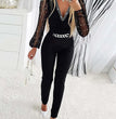 Jumpsuits Women One Piece V Neck Full Sleeve Tight High Waist Overalls Casual Sheath Long Pencil Pants Rompers Slim Fit