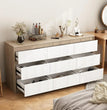 Dresser with Deep Drawers, Large Floor Wood Dresser and Chest of Drawers Without Handles, Modern Long Dresser, Dresser