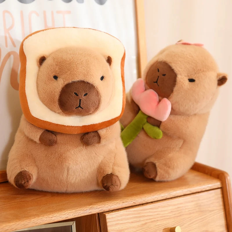 Lotus leaf Capybara Plush Toy  Oyster Bee Bckpack Capibara Cosplay Unicorn Dinosaur Boba Bread Ring Decor Stuffed Animals