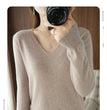 New Cashmere Women's V-neck Pullover Lace Neck Hollow Out Design Casual Knitted Long Sleeve Women's Sweater Autumn And Winter