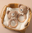 1PC Crochet Animal Bear Rattle Toy Soother Bracelet Wooden Teether Ring Baby Product Mobile Pram Crib Wooden Toys Newborn Gifts