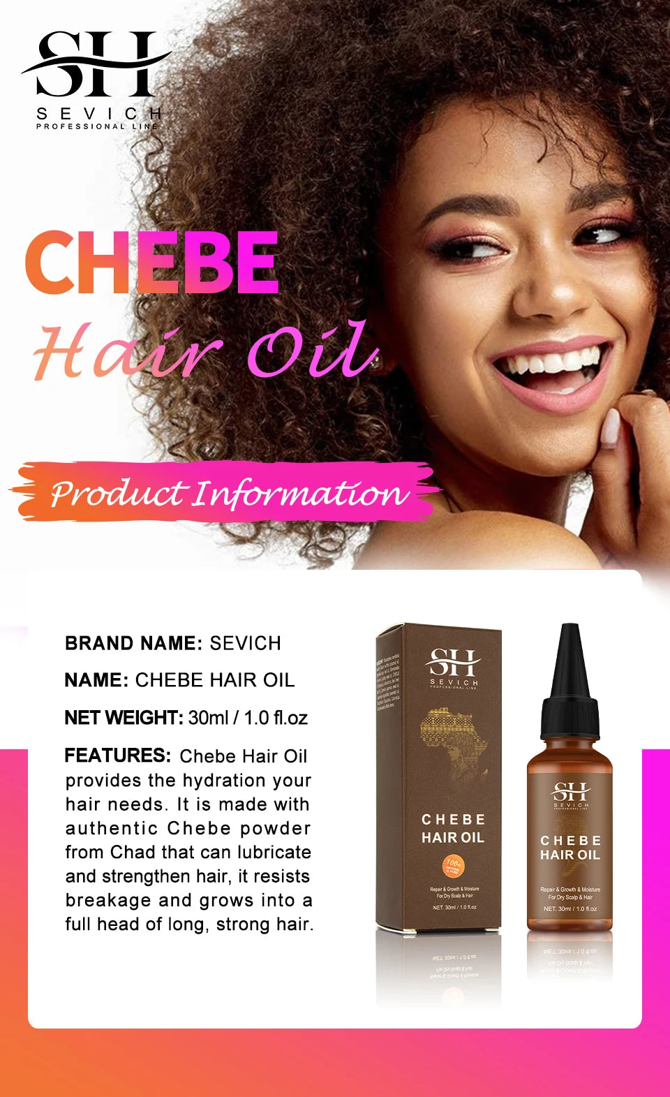 Sevich Chebe Hair Loss Treatment Spray Traction Alopecia Chebe Powder Essential Oil Africa Crazy Hair Growth Products Hair Care