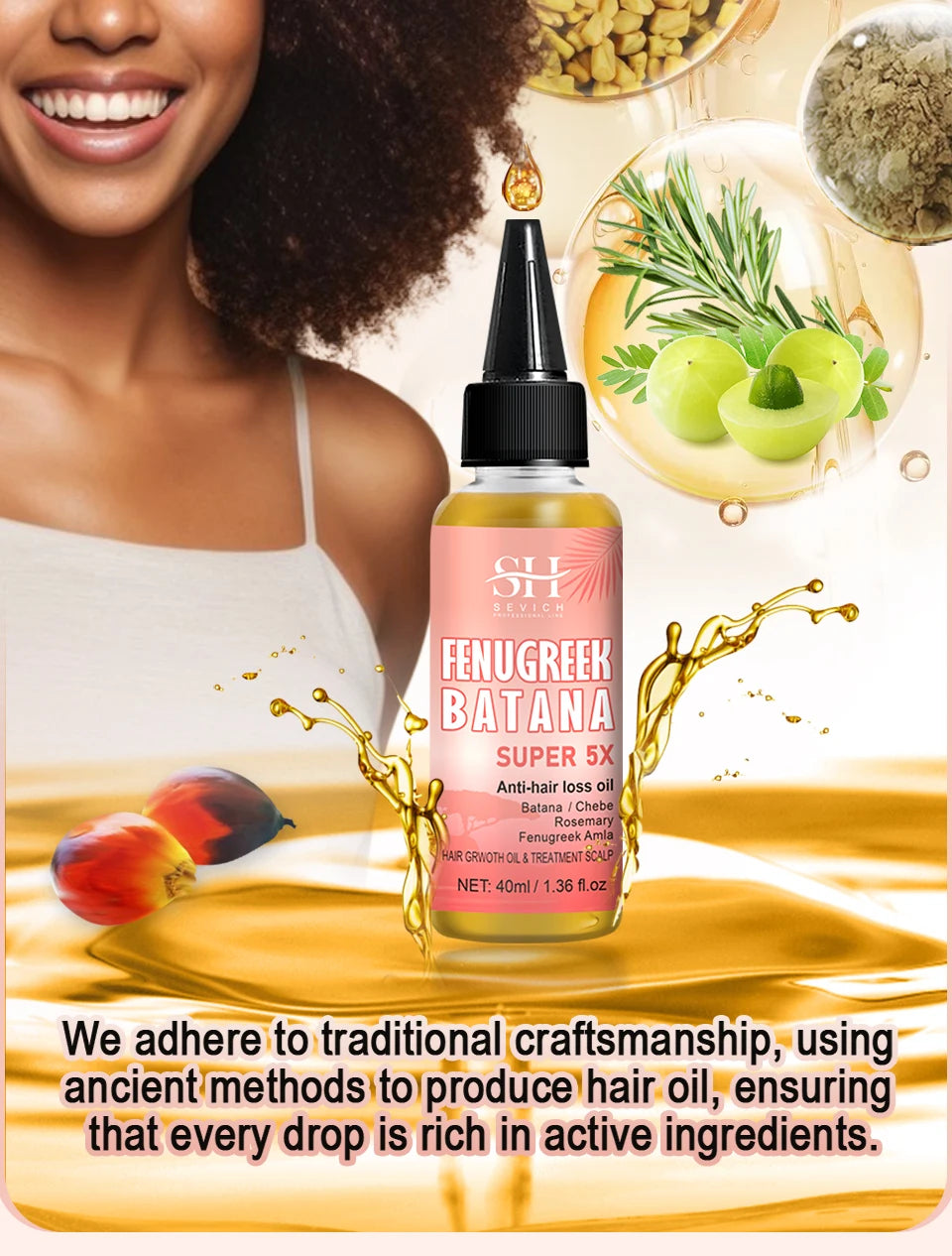 2024 Super Fast 5x Hair Growth Oil Fenugreek Anti-Hair Loss Oil Rosemary Hair Regrowth Chebe Batana Butter Hair Mask Amla Oils