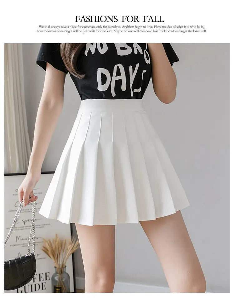 2024 White Women Pleated Skirts Summer High Waist Zipper Girls Dancing JK Mini Skirts Black Fashion Student A Line Faldas