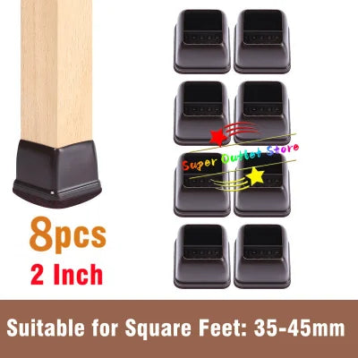 Latest 8PCS Chair Leg Floor Protectors with Thick Wrap Felt Pads Silicone Furniture Leg Covers Table Feet Caps to Protect Floors