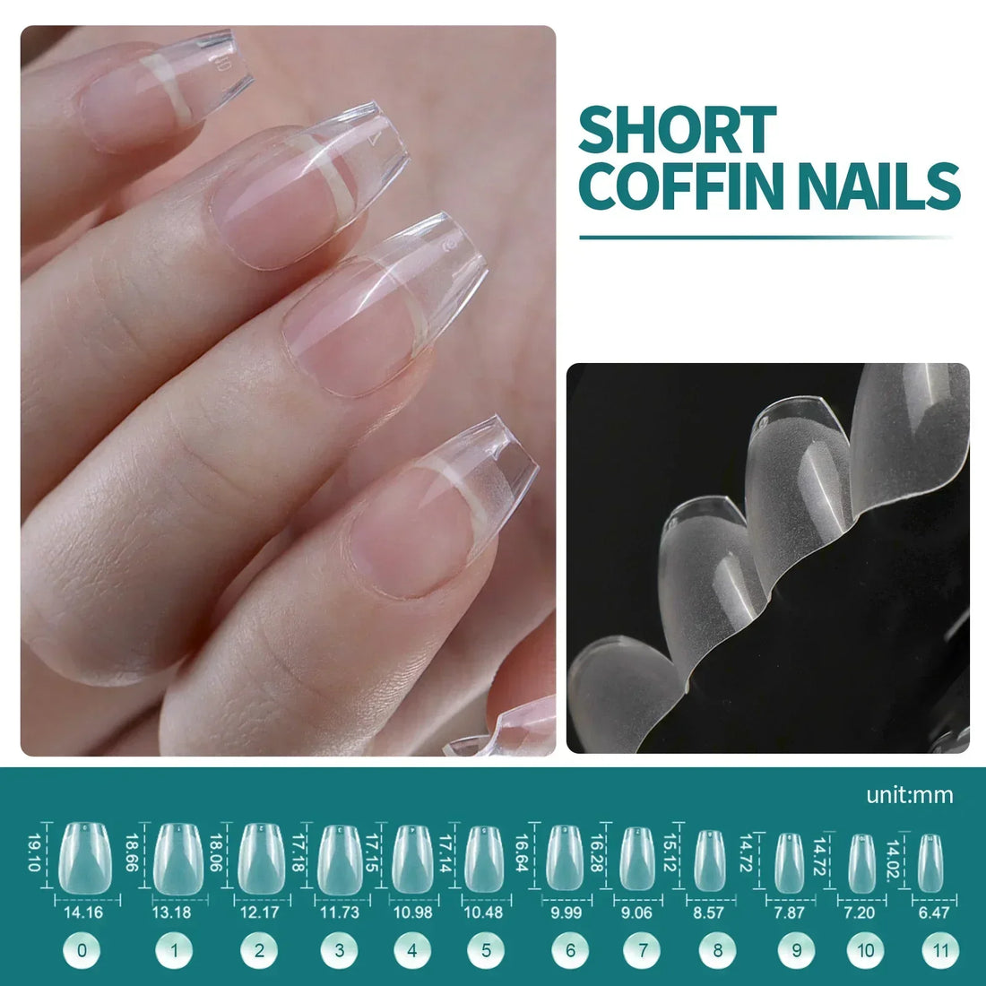 NAILPOP 120pcs Fake Nails Full Cover Press on Nails Coffin Soft Gel American Pose Capsule False Nail Tips for Extension System