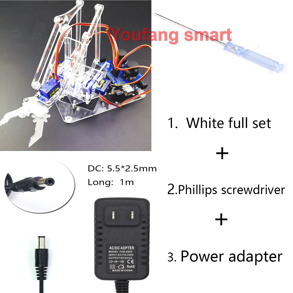 SG90 4 DOF Unassembly Acrylic Mechanical Arm Bracket Robotic Manipulator Claw For Arduino UNO Learning DIY Kit Programmable Toys