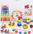 9 in 1 Wooden Montessori Toys Rattle Bell Drum Column Set Musical Instruments Sensory Early Baby Toy Toddler Education