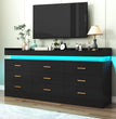 9 Drawer Dresser with LED Light, Modern Chest of Drawers for Closet, Wide Drawer Organizer Cabinet for Bedroom, White