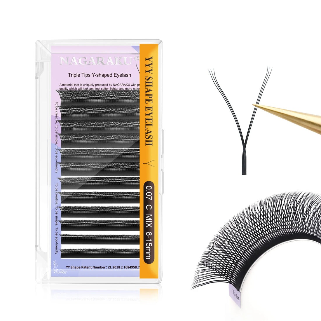 NAGARAKU YY Shape Double/Three Split Tips Triple Top  Interlaced Root Eyelash Extensions Eyelashes